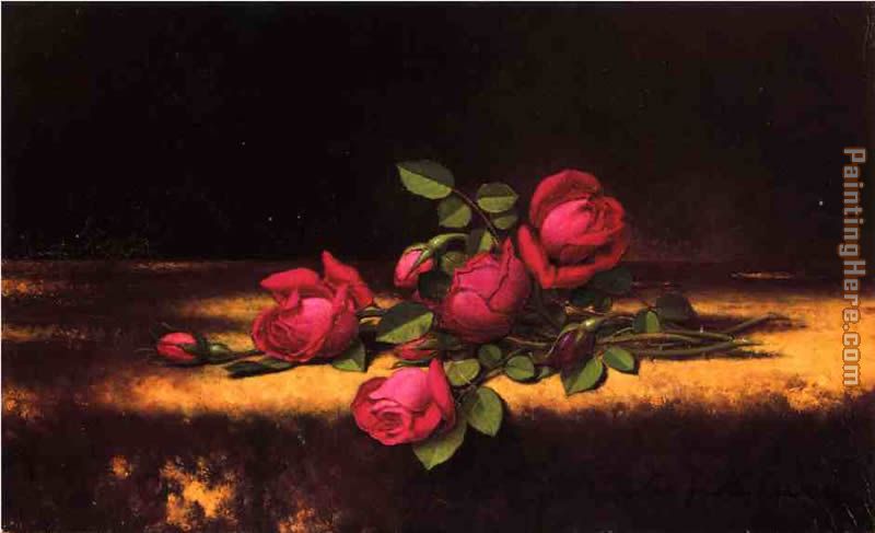 Jaqueminot Roses painting - Martin Johnson Heade Jaqueminot Roses art painting Jaqueminot Roses painting - Martin Johnson Heade Jaqueminot Roses art painting